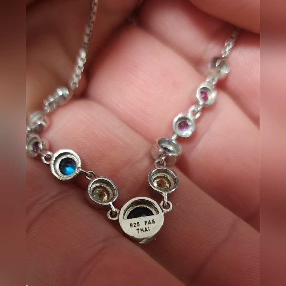 Sterling Silver Multi Colored Necklace - image 2